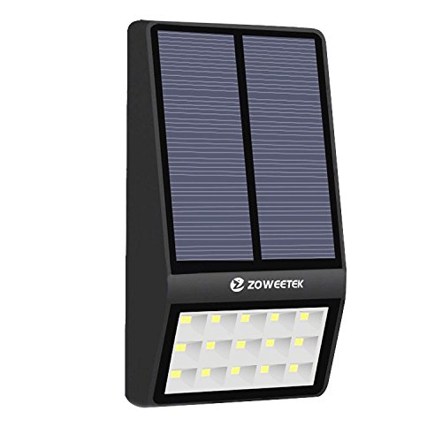 Zoweetek ® Luz solar 15 LED Impermeable 2000mAh Lámpara con Sensor de Movimiento